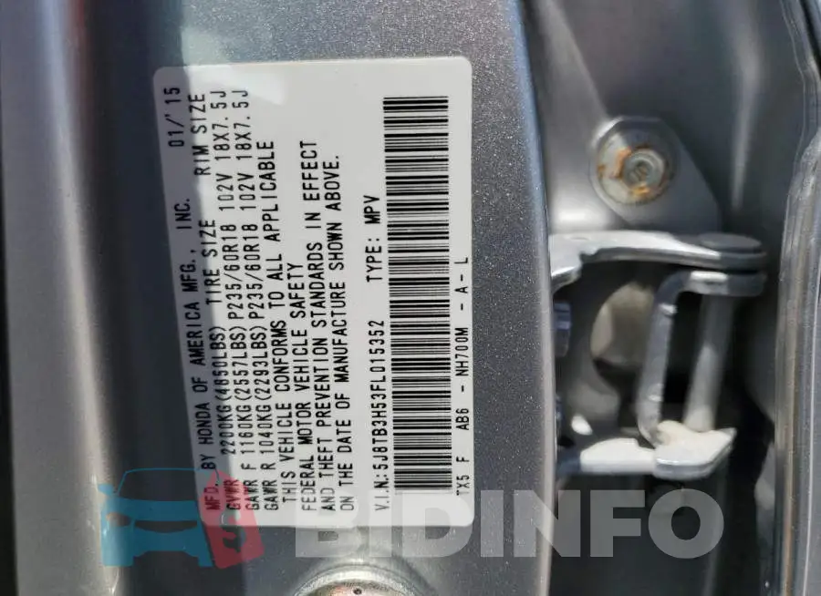 5J8TB3H53FL015352 Photo# 14