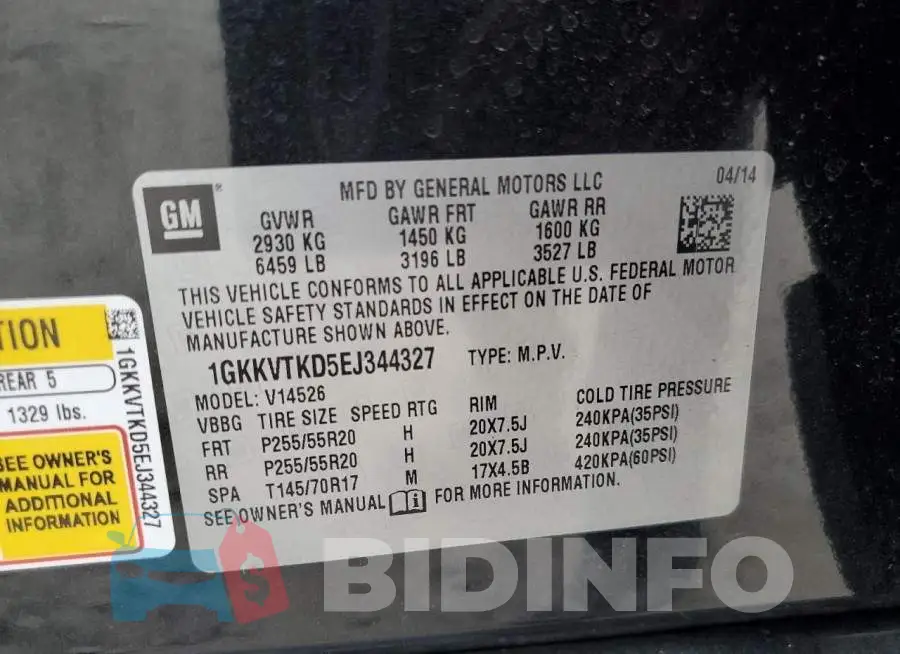 1GKKVTKD5EJ344327 Photo# 13