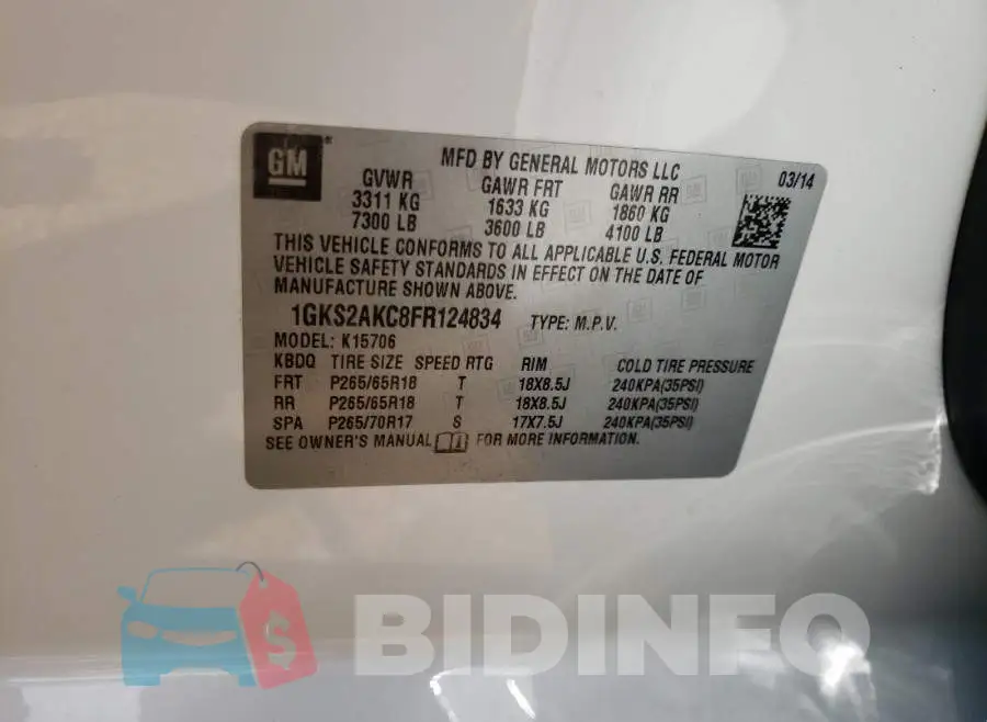 1GKS2AKC8FR124834 Photo# 10