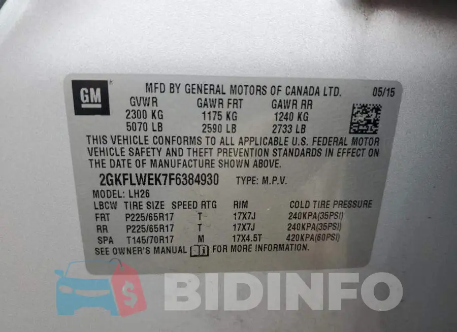 2GKFLWEK7F6384930 Photo# 12
