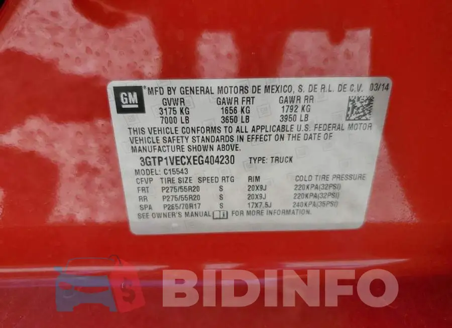 3GTP1VECXEG404230 Photo# 12