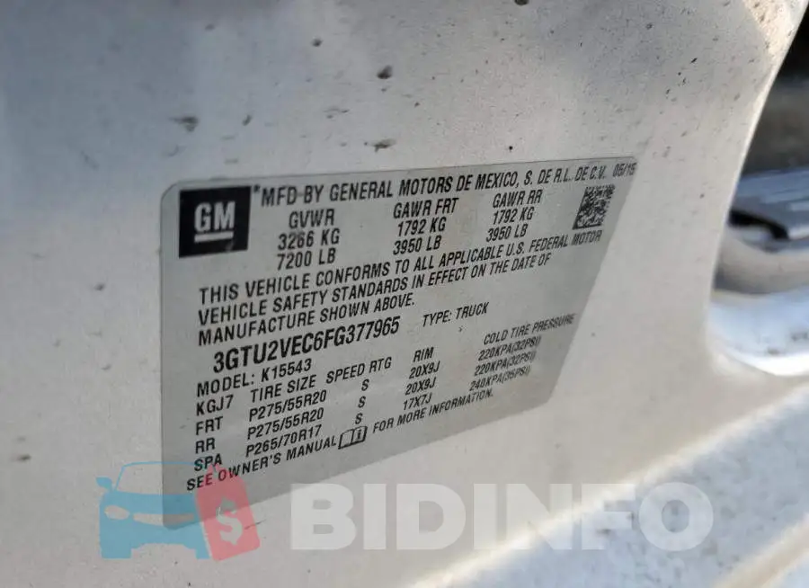 3GTU2VEC6FG377965 Photo# 12