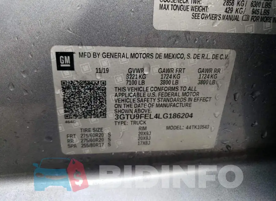 3GTU9FEL4LG186204 Photo# 12