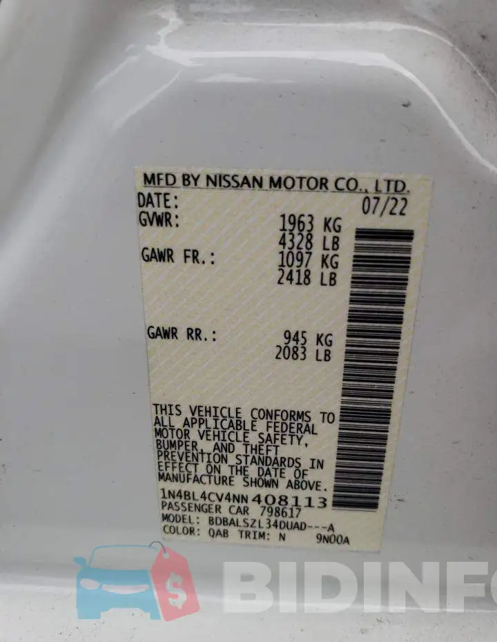 1N4BL4CV4NN408113 Photo# 12