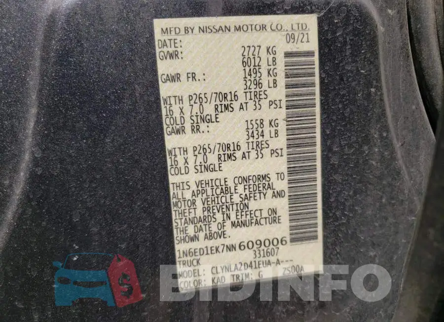 1N6ED1EK7NN609006 Photo# 13