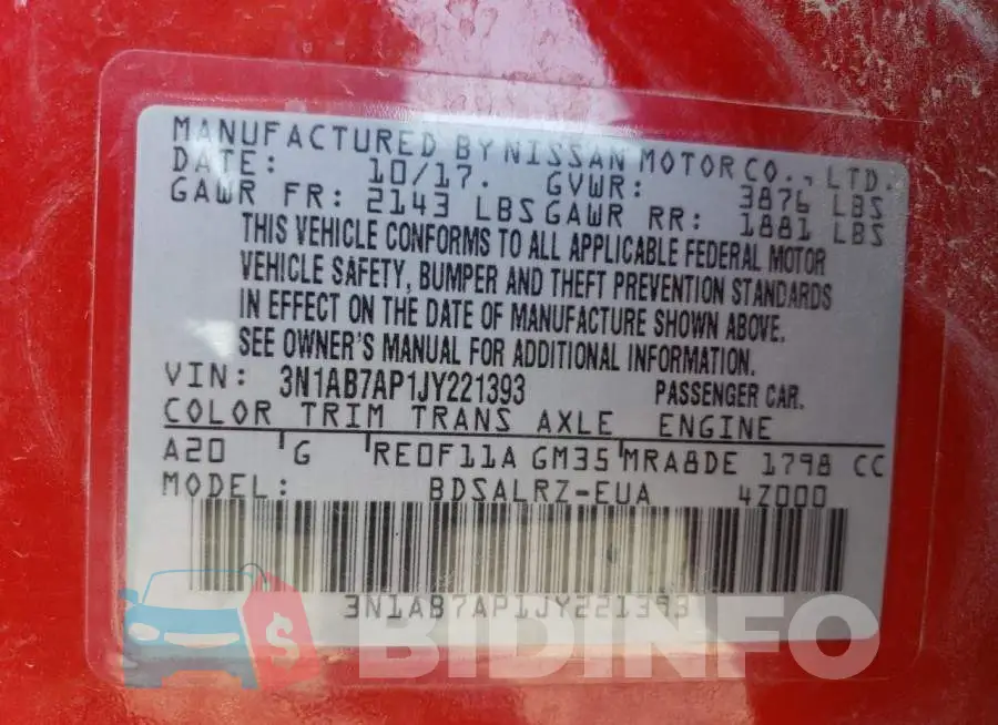 3N1AB7AP1JY221393 Photo# 13