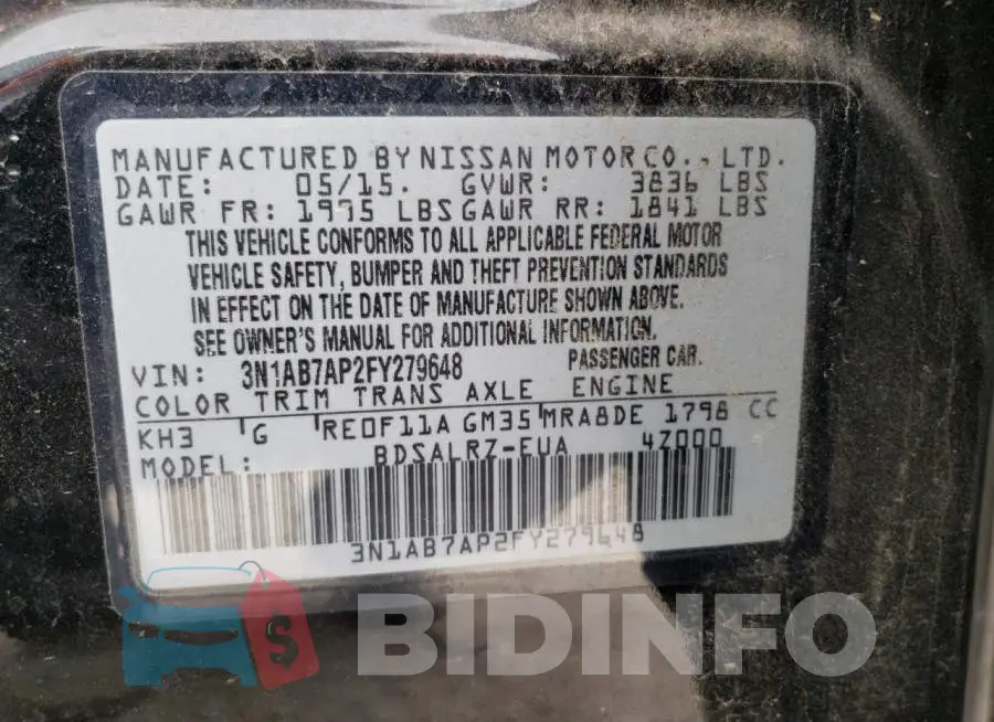 3N1AB7AP2FY279648 Photo# 13