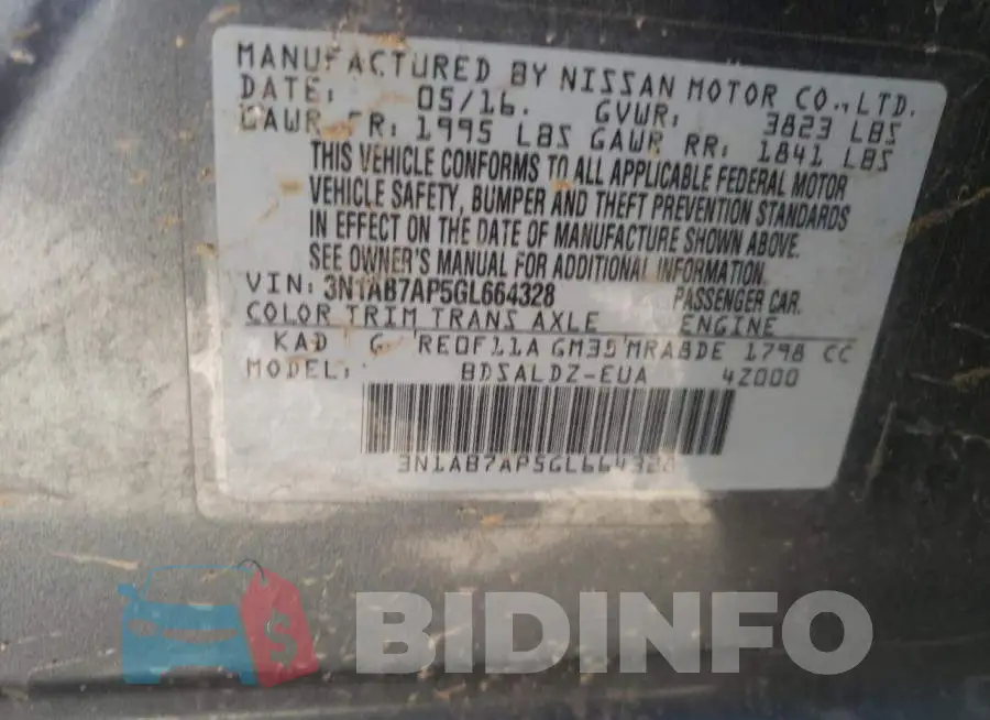 3N1AB7AP5GL664328 Photo# 13