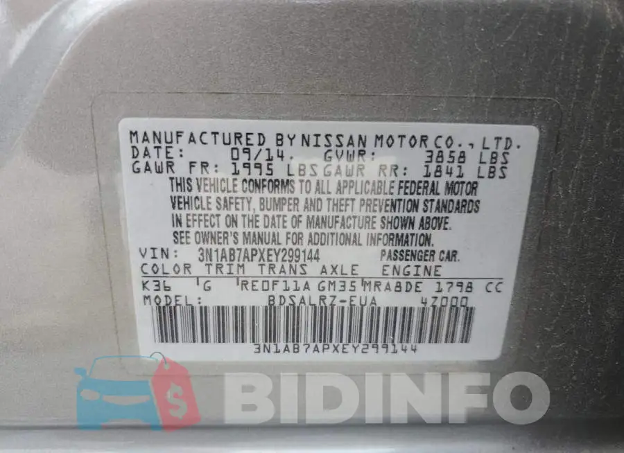 3N1AB7APXEY299144 Photo# 13