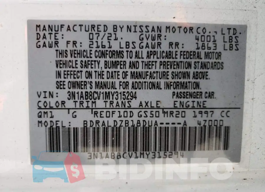 3N1AB8CV1MY315294 Photo# 12