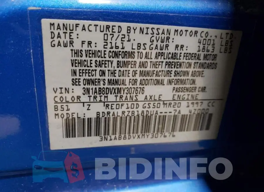 3N1AB8DVXMY307676 Photo# 12