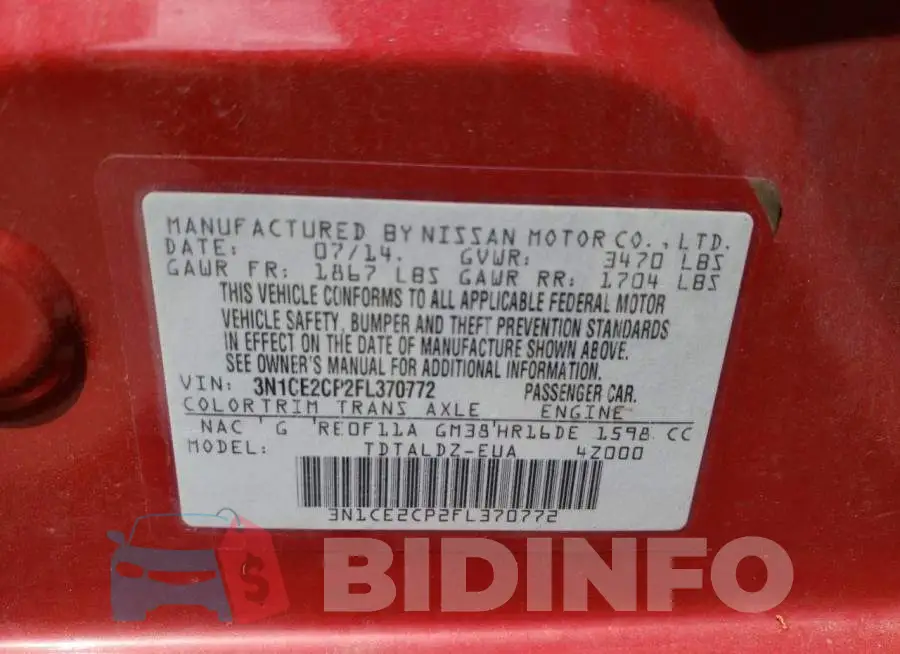 3N1CE2CP2FL370772 Photo# 12