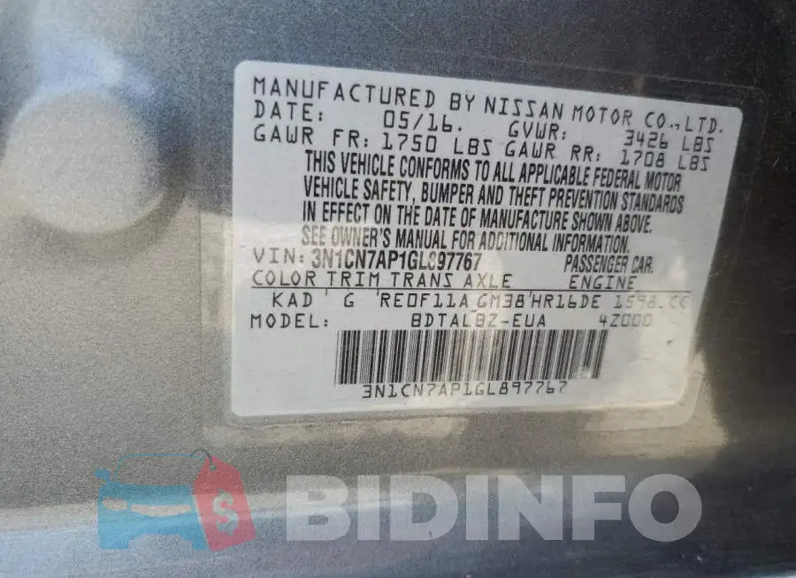 3N1CN7AP1GL897767 Photo# 12