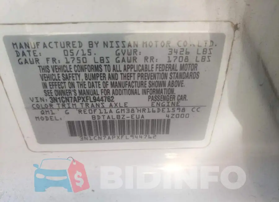 3N1CN7APXFL944762 Photo# 12