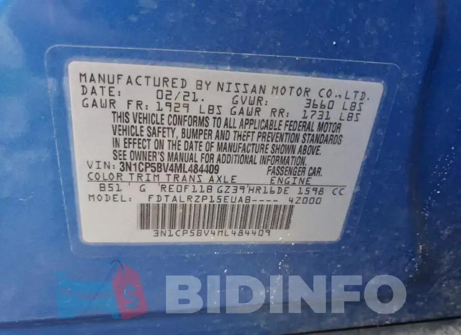 3N1CP5BV4ML484409 Photo# 12