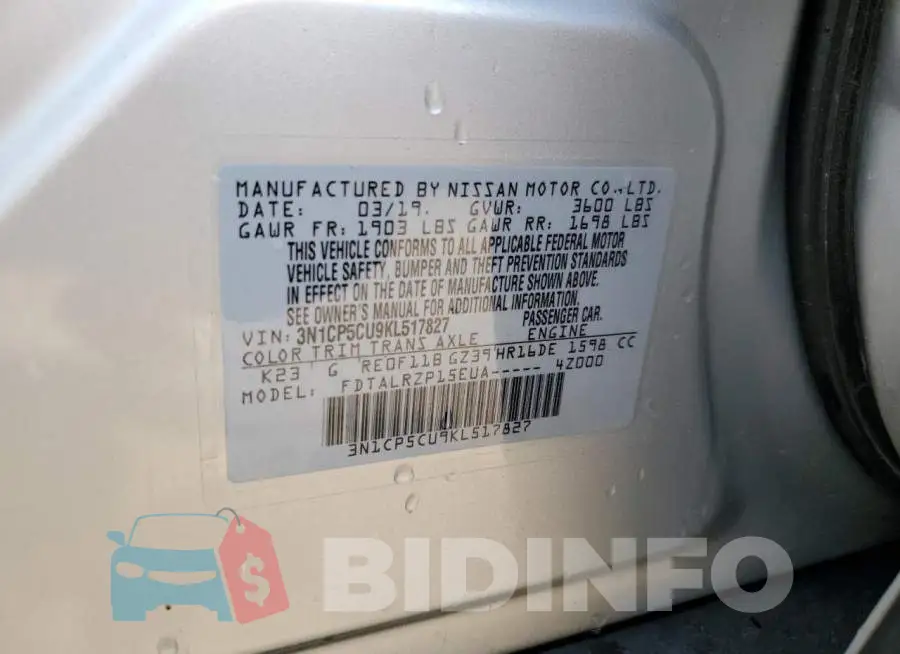 3N1CP5CU9KL517827 Photo# 12