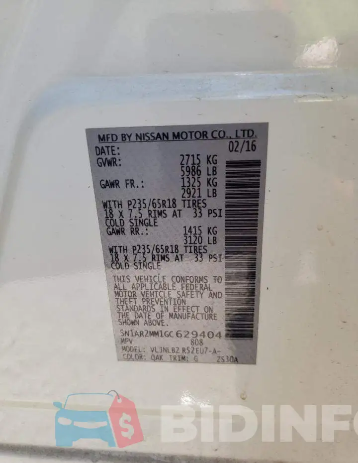 5N1AR2MM1GC629404 Photo# 13