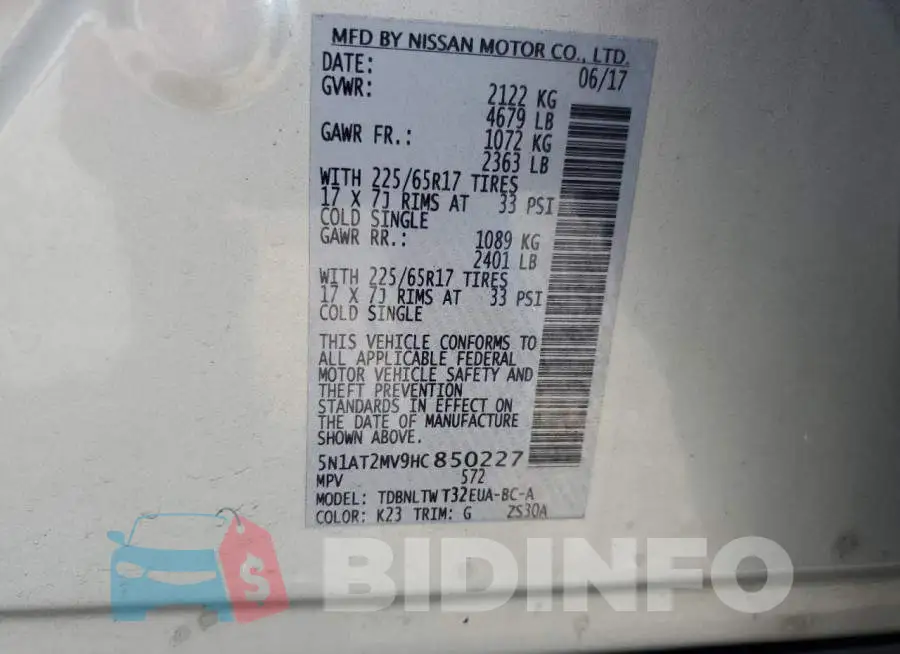 5N1AT2MV9HC850227 Photo# 14