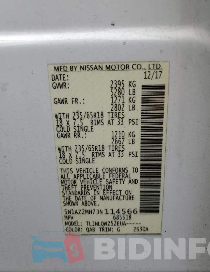 5N1AZ2MH7JN114566 Photo# 12
