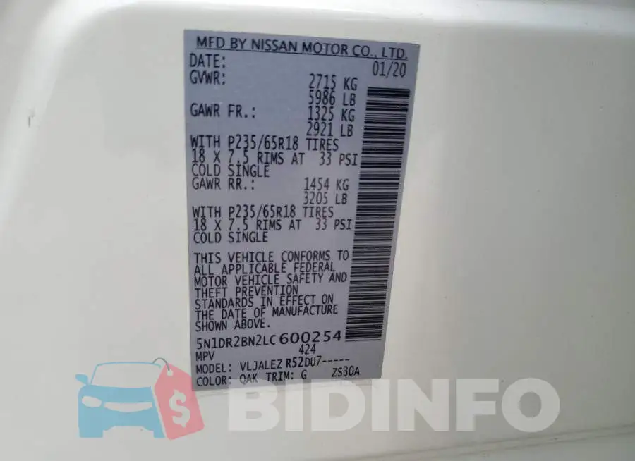 5N1DR2BN2LC600254 Photo# 13