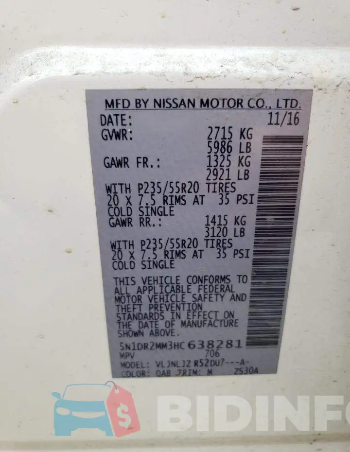 5N1DR2MM3HC638281 Photo# 13