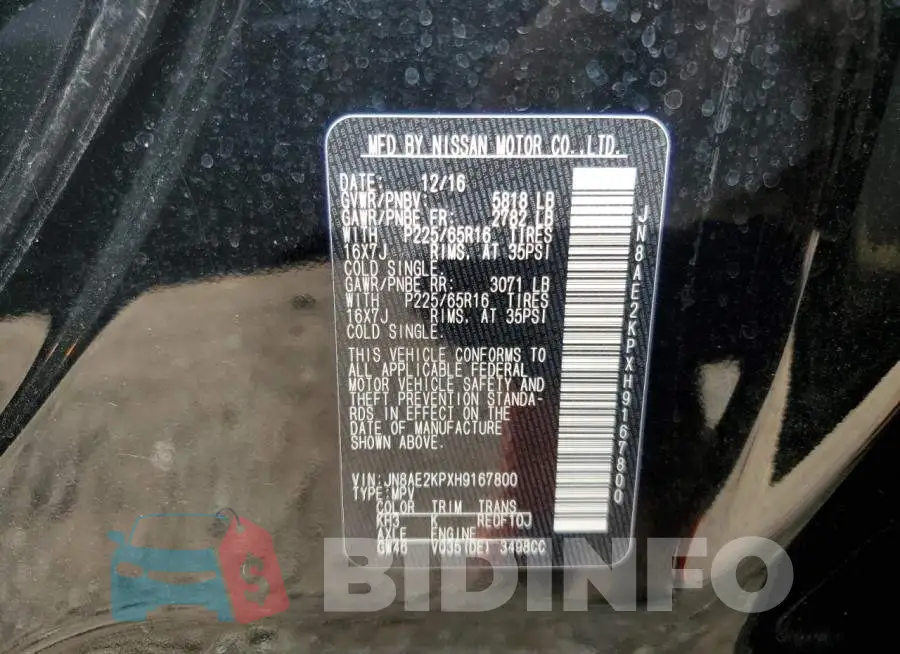 JN8AE2KPXH9167800 Photo# 14