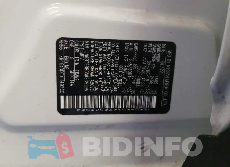 JN8BT3BB5NW339295 Photo# 13