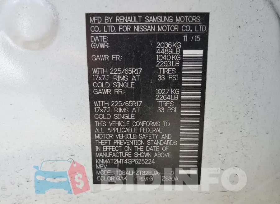 KNMAT2MT4GP625224 Photo# 13