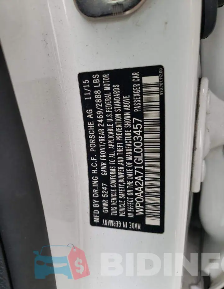 WP0AA2A71GL003457 Photo# 12