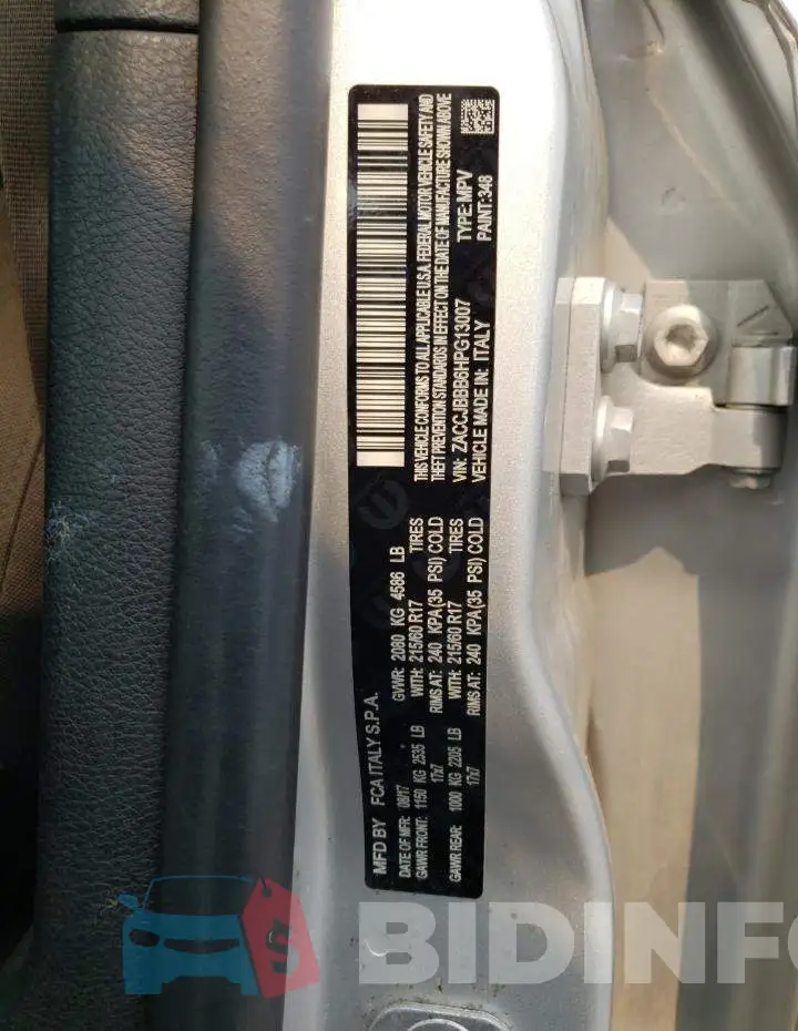 ZACCJBBB6HPG13007 Photo# 13