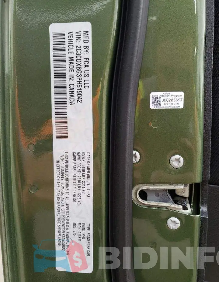 2C3CDXBG3PH519042 Photo# 12