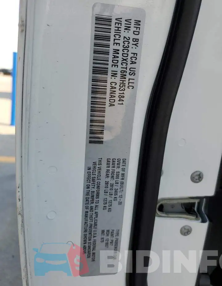2C3CDXCT6MH531841 Photo# 13