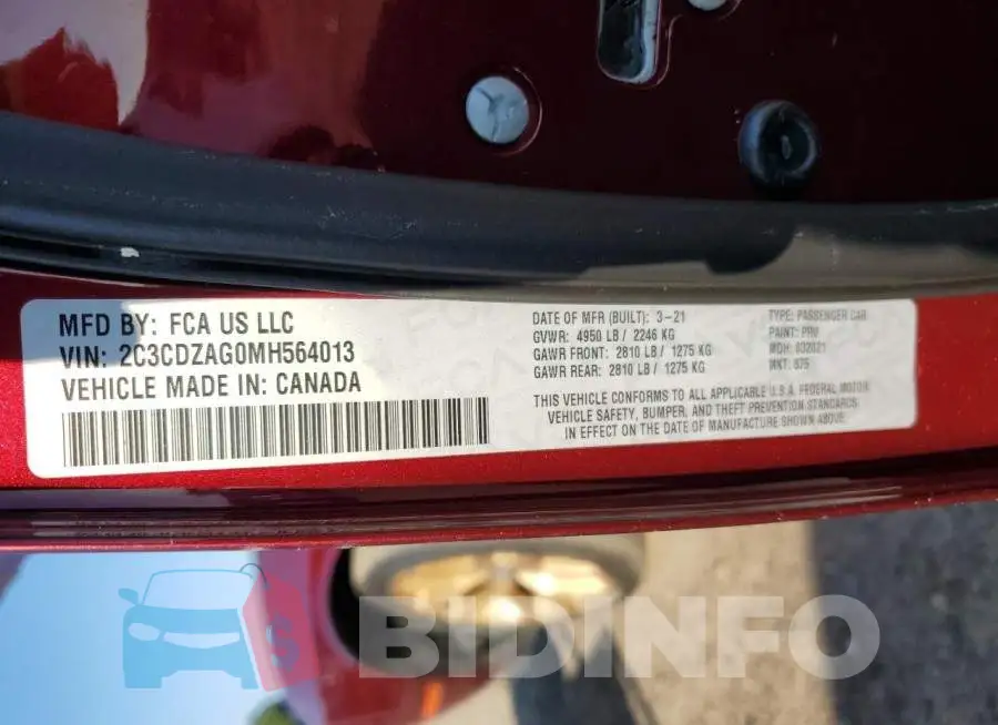 2C3CDZAG0MH564013 Photo# 12