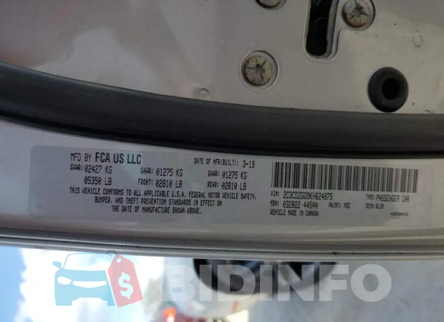 2C3CDZGG9KH624875 Photo# 12