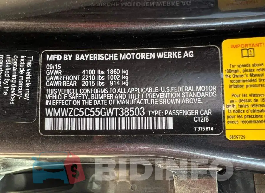WMWZC5C55GWT38503 Photo# 10
