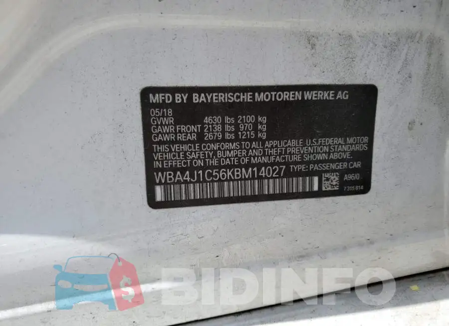 WBA4J1C56KBM14027 Photo# 12