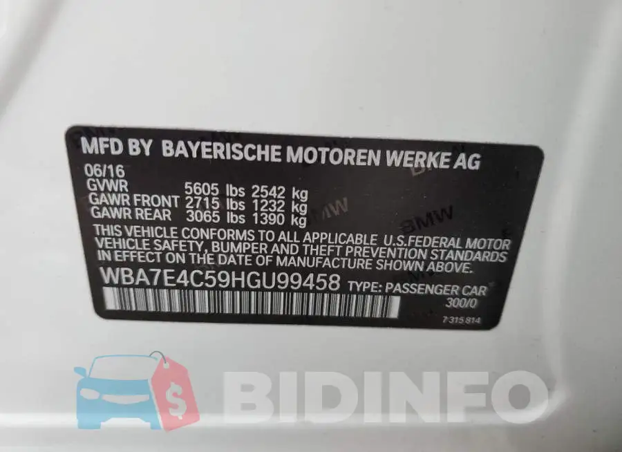 WBA7E4C59HGU99458 Photo# 12