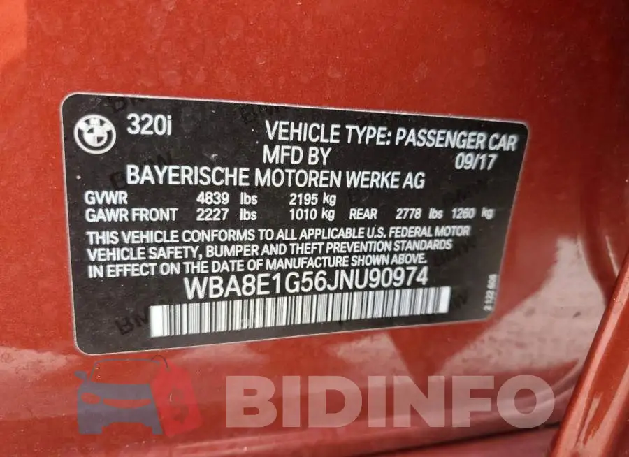 WBA8E1G56JNU90974 Photo# 12
