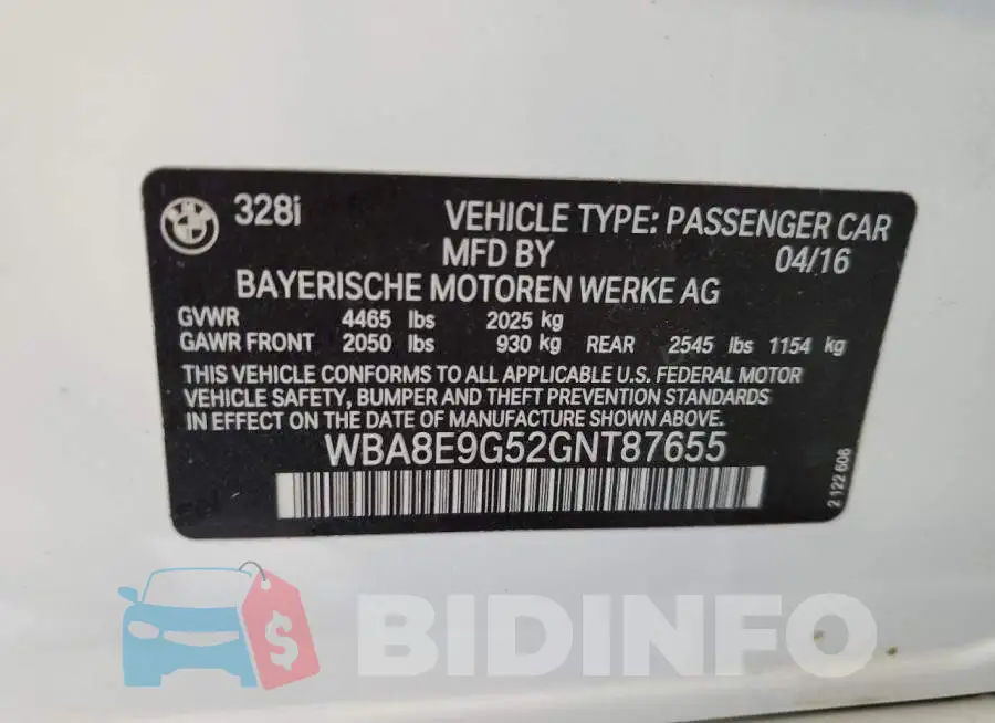 WBA8E9G52GNT87655 Photo# 13