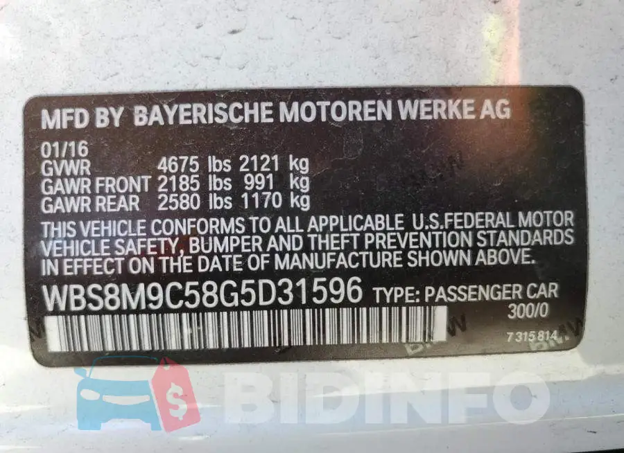 WBS8M9C58G5D31596 Photo# 13