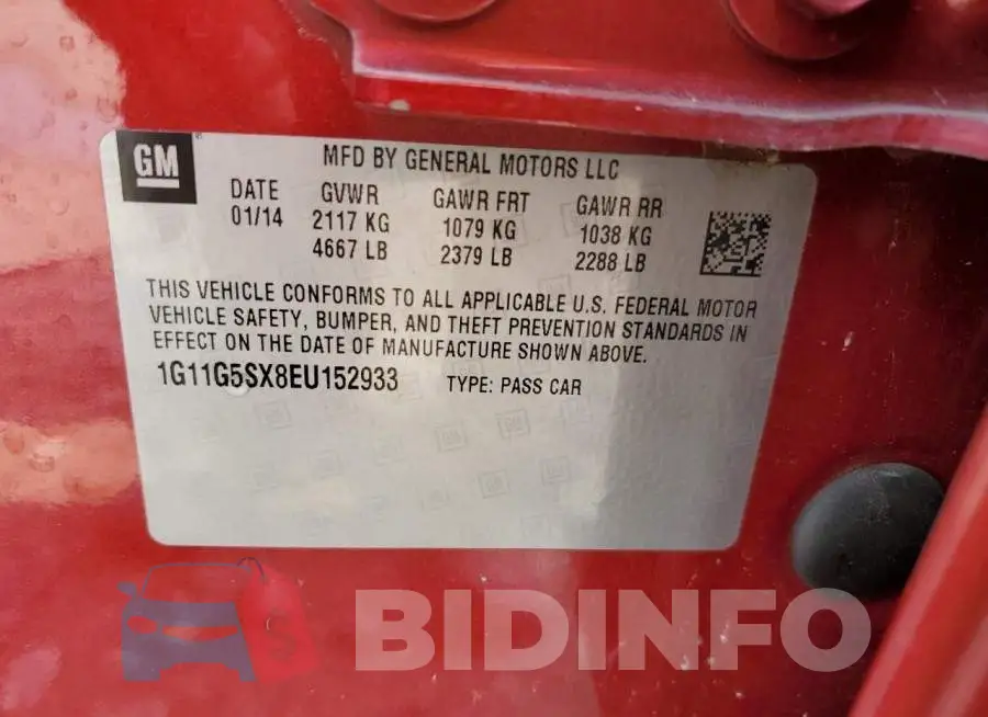 1G11G5SX8EU152933 Photo# 12
