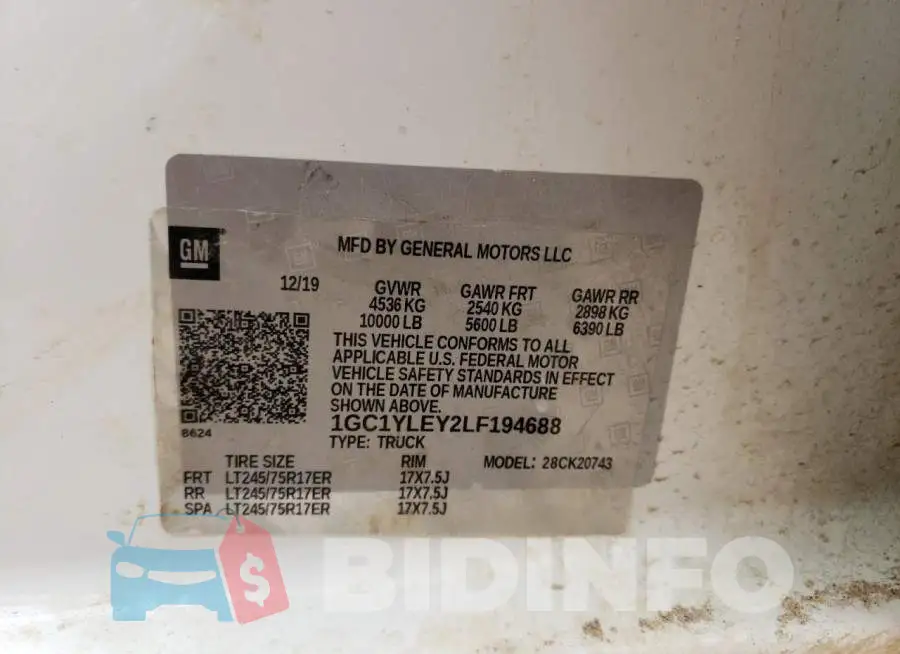 1GC1YLEY2LF194688 Photo# 12