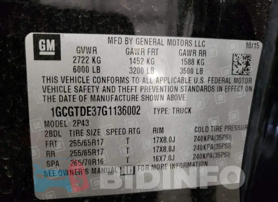 1GCGTDE37G1136002 Photo# 12
