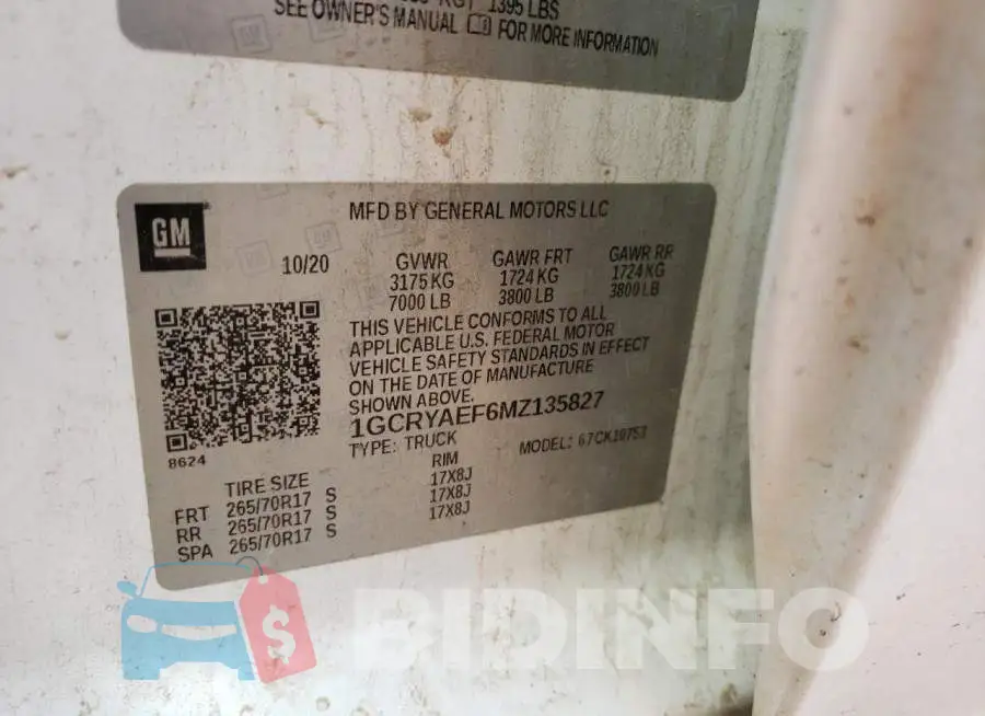 1GCRYAEF6MZ135827 Photo# 13