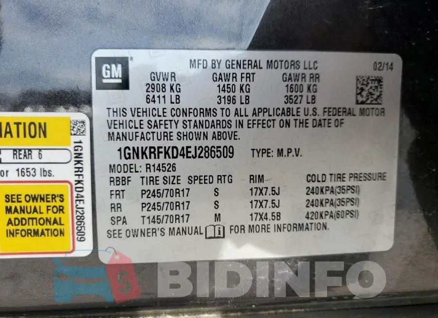 1GNKRFKD4EJ286509 Photo# 12