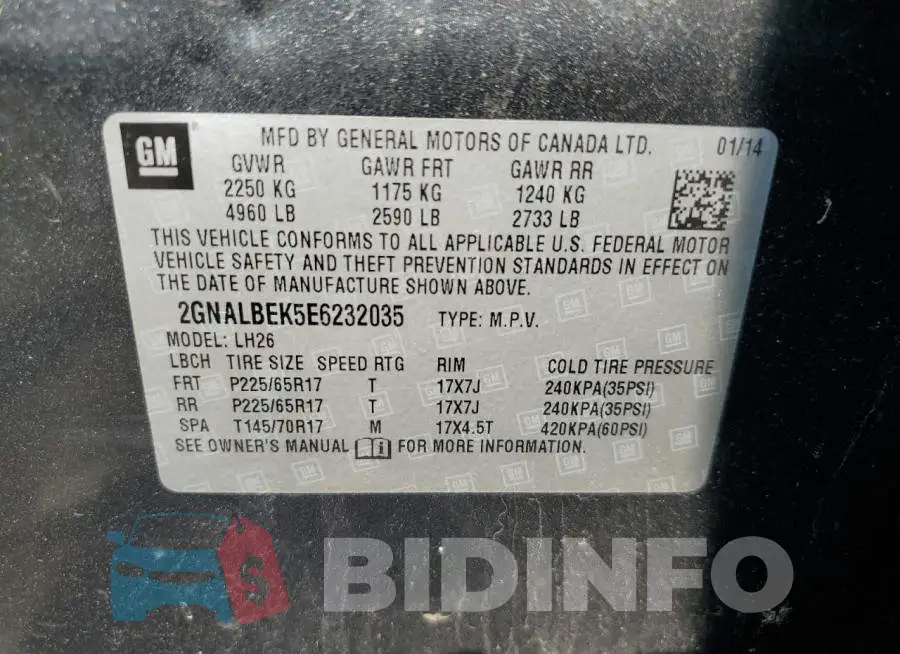 2GNALBEK5E6232035 Photo# 14