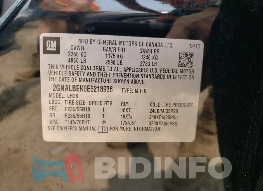 2GNALBEK6E6218936 Photo# 14