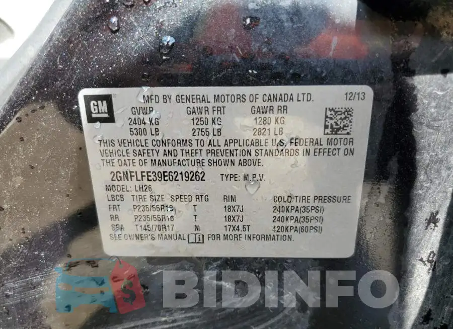 2GNFLFE39E6219262 Photo# 13