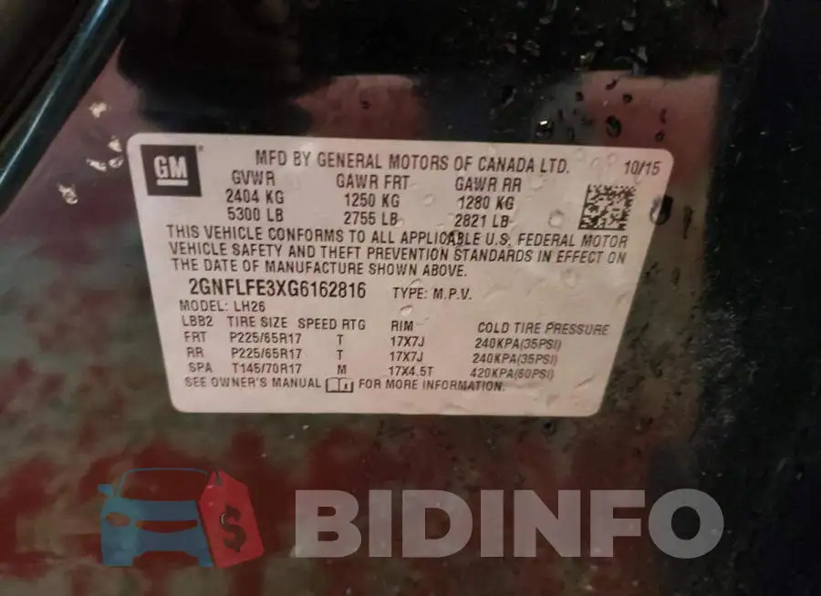 2GNFLFE3XG6162816 Photo# 13