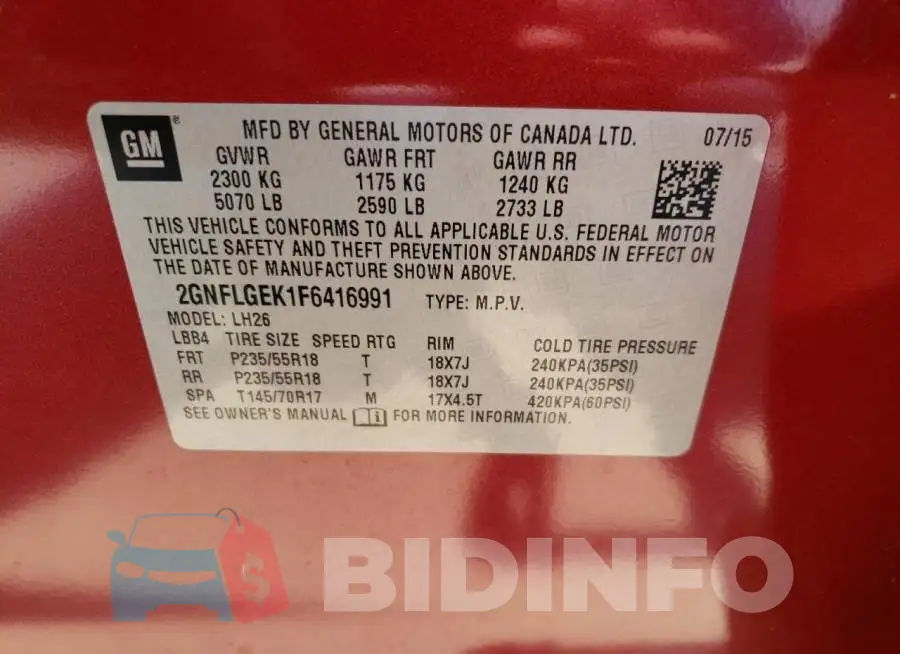 2GNFLGEK1F6416991 Photo# 13